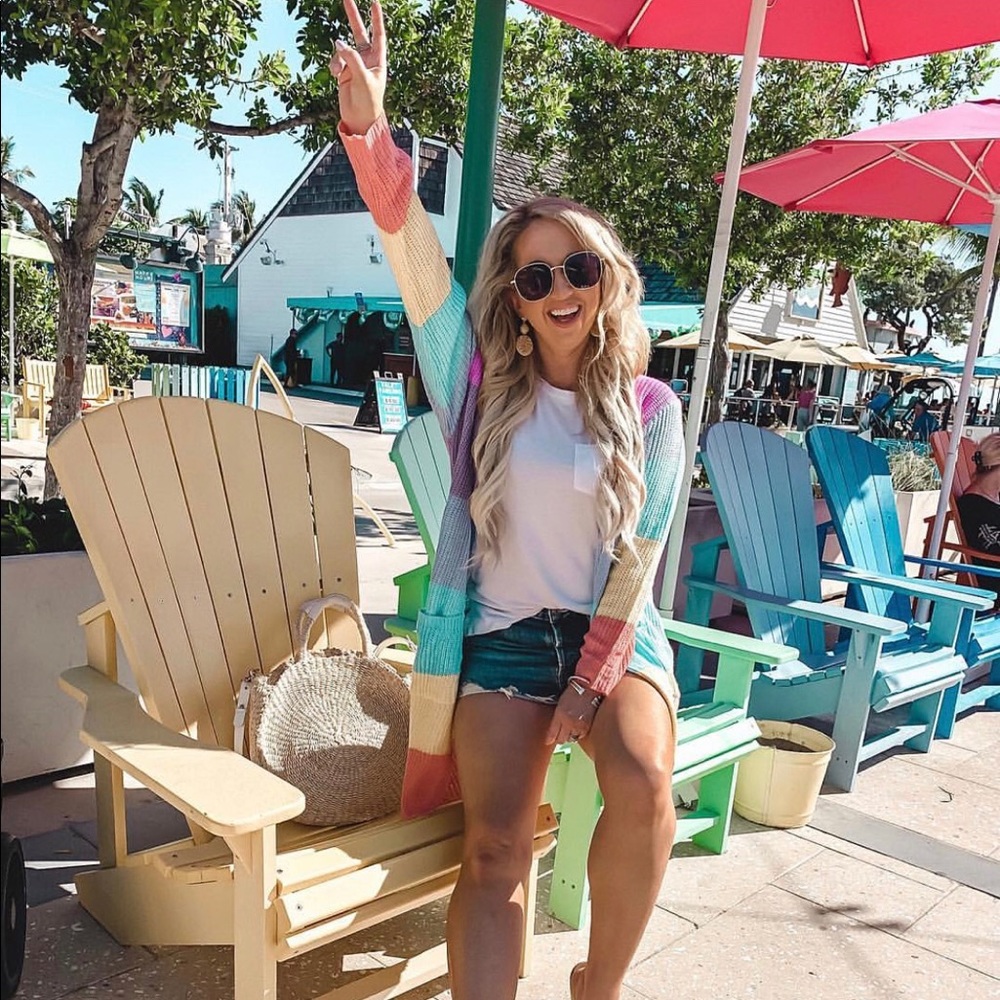 RAINBOW COLOR BLOCK CARDIGAN